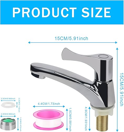 Piccolo rubinetto per gli ospiti, in acciaio inox, per WC, per gli ospiti, rubinetto dell'acqua fredda, rubinetto per acqua fredda, rubinetto monocomando per bagno, piccolo rubinetto per acqua fredda - Honorern