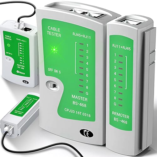 Retoo Tester Cavo di Rete, Patch LAN, RJ11 RJ12 RJ45, Professionale, Tester Collegamento, Verifica Cavi, Strumento di Test per Cavi Ethernet, 10,5 x 10 x 2,5 cm, Grigio-Verde - Honorern