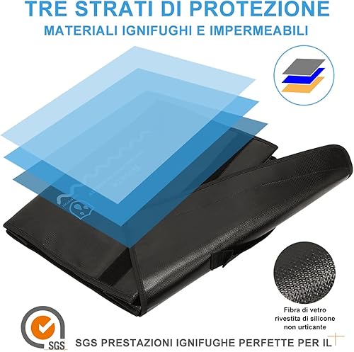 Aitere Cartellina portadocumenti ignifuga per documenti A4, grigio., 34 x 25cm, Impermeabile - Honorern