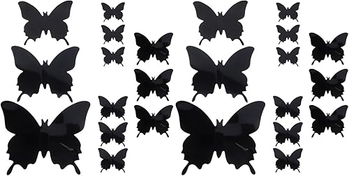 24 Pz Adesivo Murale Farfalla Nera Mestiere Di Farfalla Decorazione Murale Farfalla PVC 3D Decalcomanie Da Muro Per La Camera Da Letto Adesivi Adesivi Murali Farfalla 3d Black - Honorern