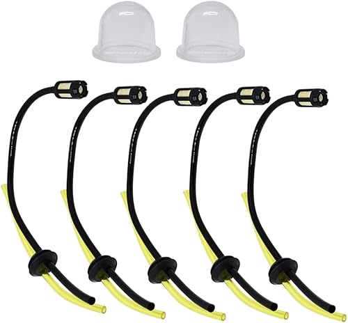 5 PCS Tubi Serbatoio Decespugliatore Filtro Benzina per Decespugliatore Tubo Flessibile del Carburante di Ricambio con 2 Pz Carburatore Primer Pompa per Decespugliatore Tagliaerba Tosaerba - Honorern