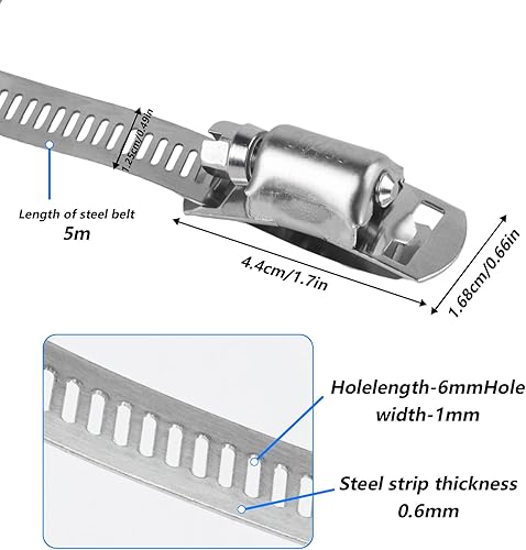 Set di fascette per tubi in acciaio inossidabile 304, regolabili, interminabili, adatti per tubi gas/acqua/automobili, comprende 12 morsetti a vite - Honorern
