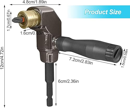 Adattatore per Trapano a 90 Gradi, High-Quality Metal Avvitatore Angolare Adattatore, Maniglia Mandrino per Avvitatore, Snodo per Avvitatore Adattatore per Trapano Elettrico, Accessori Trapano - Honorern