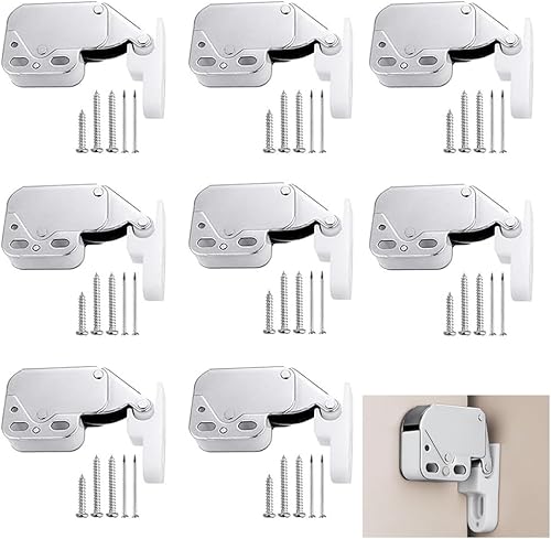 8 Pezzi Scrocco a Molla per Armadi, Push Serratura, Chiusura Touch Catch Lock Dell'armadio, con Viti per Cassetti Pannelli Truciolari Credenze - Honorern