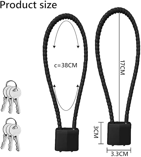 2 pezzi di lucchetto con chiave, robusto lucchetto con staffa lunga e 4 chiavi, più grande armadietto, per valigia, cancello, bicicletta, garage, palestra, armadietto - Honorern