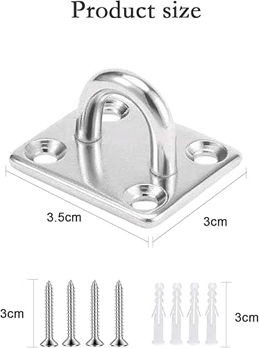 6 Pezzi Gancio per Soffitto in Acciaio Inossidabile, Chiusura a Vite per Occhielli Rotondi M5, Piastra con Occhielli per Appendere Piante in Vaso, luci, Sedie Sospese, con Viti e Tubo di Espansione - Honorern