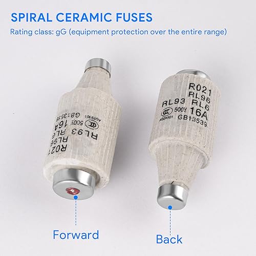 10 Pezzi 16A DII E27 R021 Fusibili a Spirale in Ceramica, Fusibili, Inserti Fusibili GG Diazed 500VAC, Inserto Fusibile Diazed per Protezione Cavi e Cavi - Honorern